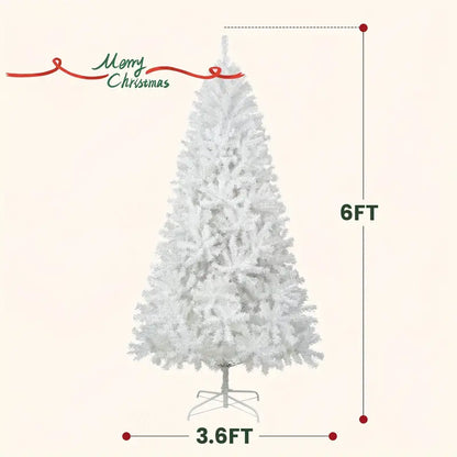 6ft White Artificial Pine Christmas Tree With Foldable Metal Stand