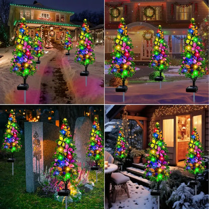 4 Packs Solar Garden Lights, Christmas Butterfly Flower Lights For Yard Patio Pathway Lawn Decoration