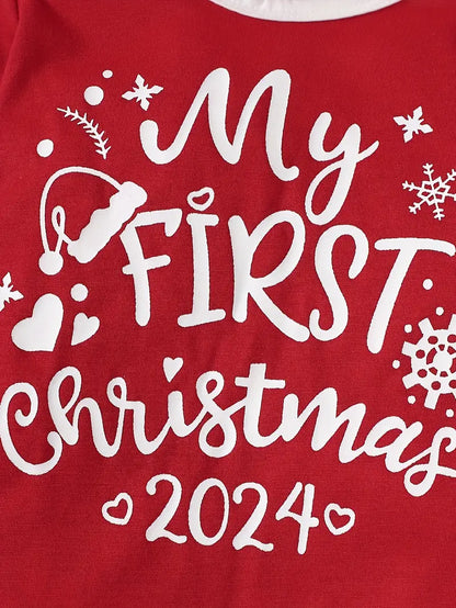 Baby's "My First Christmas 2024" Print Casual Long Sleeve