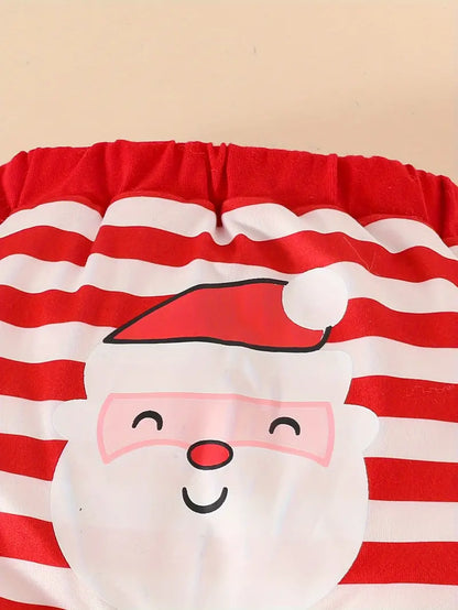 Three-piece set of cute Christmas head long-sleeved hat + striped pants + hat, Perfect for Outdoor