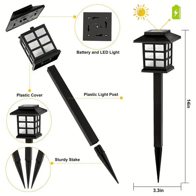 2 Pack LED Solar Outdoor Lights Pathway Waterproof Lighting Garden Lights Yard