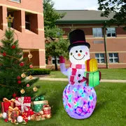 5ft Giant Rotating LED Snowman Inflatable Christmas Decoration with Vibrant Lighting